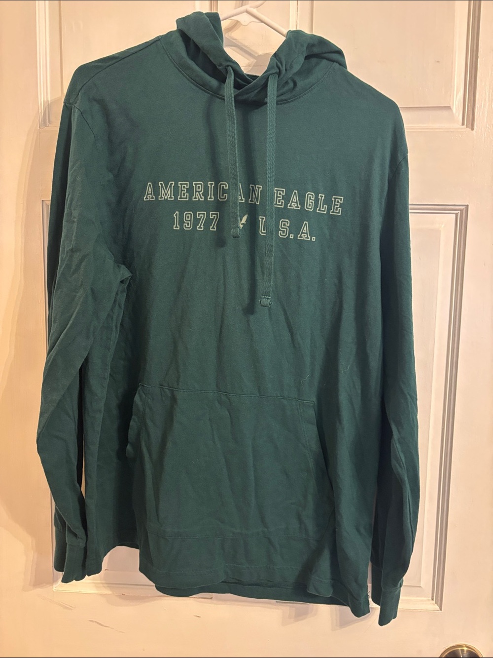 American Eagle Outfitters Dark Green Crewneck Hoodie with Logo